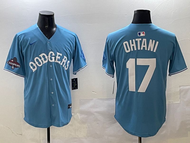 Men Los Angeles Dodgers #17 Ohtani Light Blue Throwback Game 2025 Nike MLB Jersey style 14->los angeles dodgers->MLB Jersey